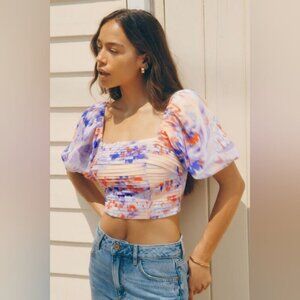 Dynamite Sienna Bubble Sleeve Cottagecore Artsy Colorful Summer Tank Top L